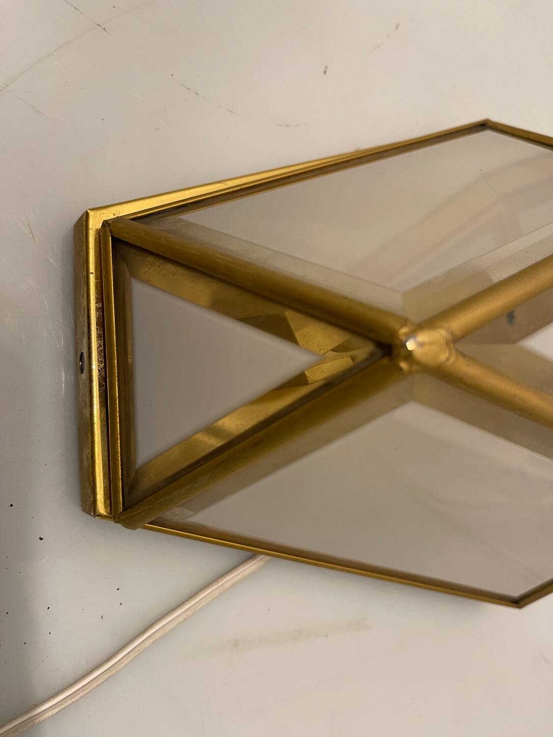 Brass Glass Sconces Set of 2 1970’s