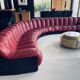 DS 600 model sofa or snake in dark red leather.