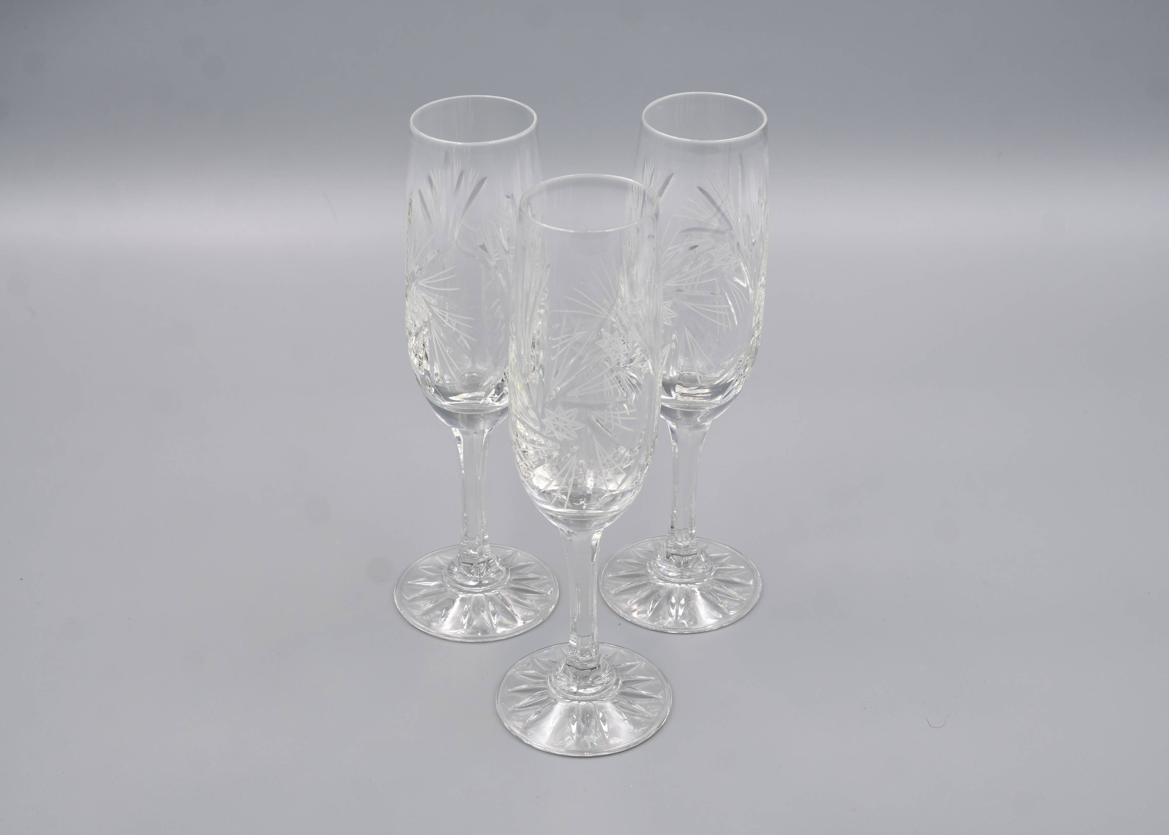 6 Vintage-Style Crystal Champagne Flutes, 1960s Style