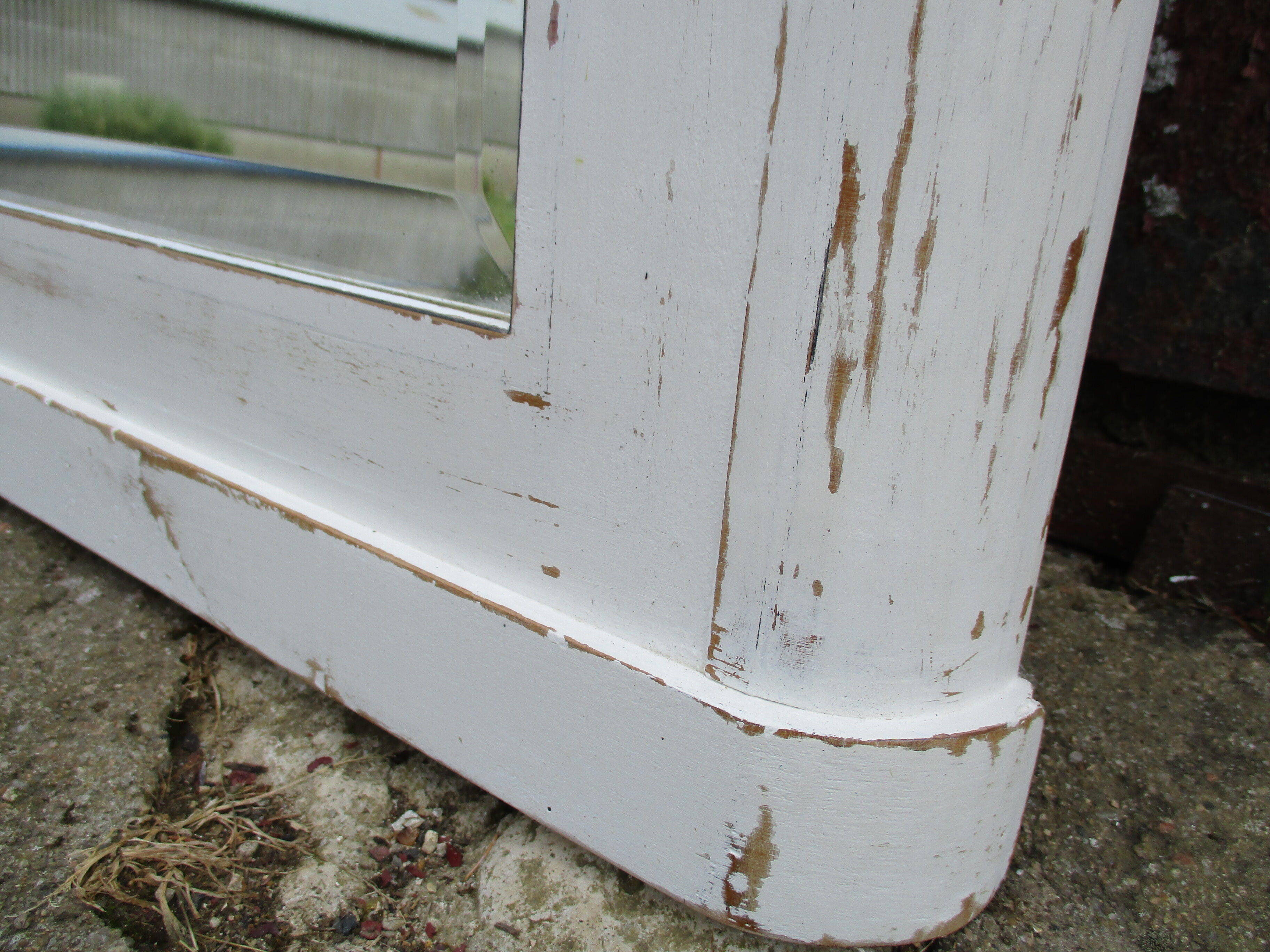Old mirror white patinated fireplace top