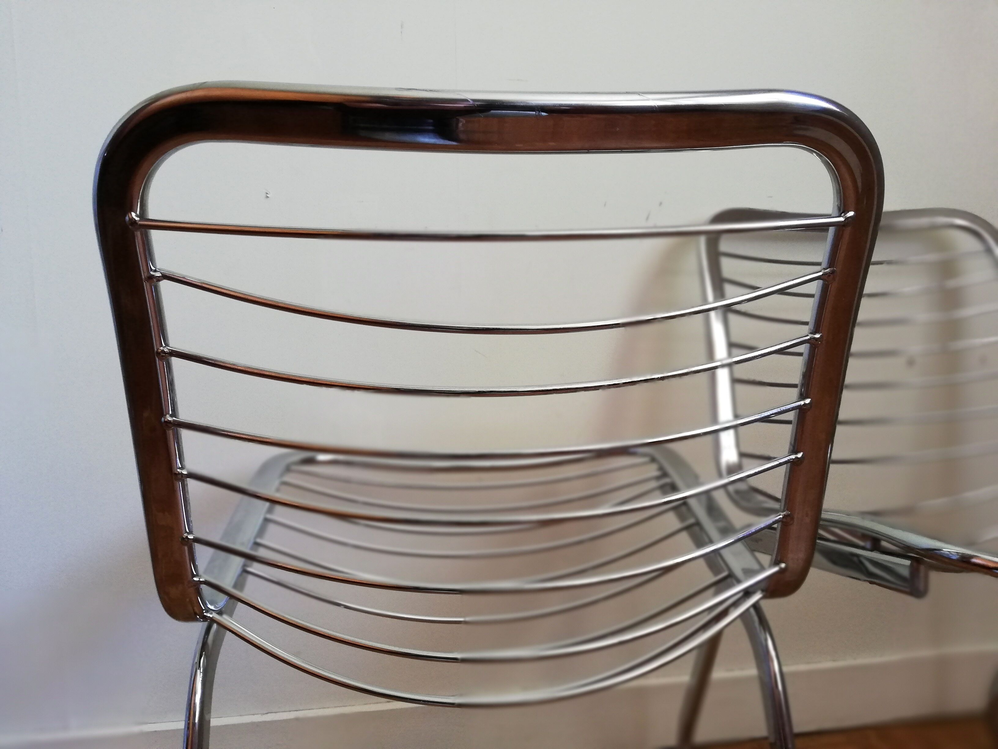 Pair of chrome wired chairs