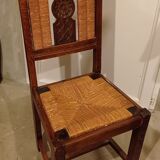 Straw chair with straw back