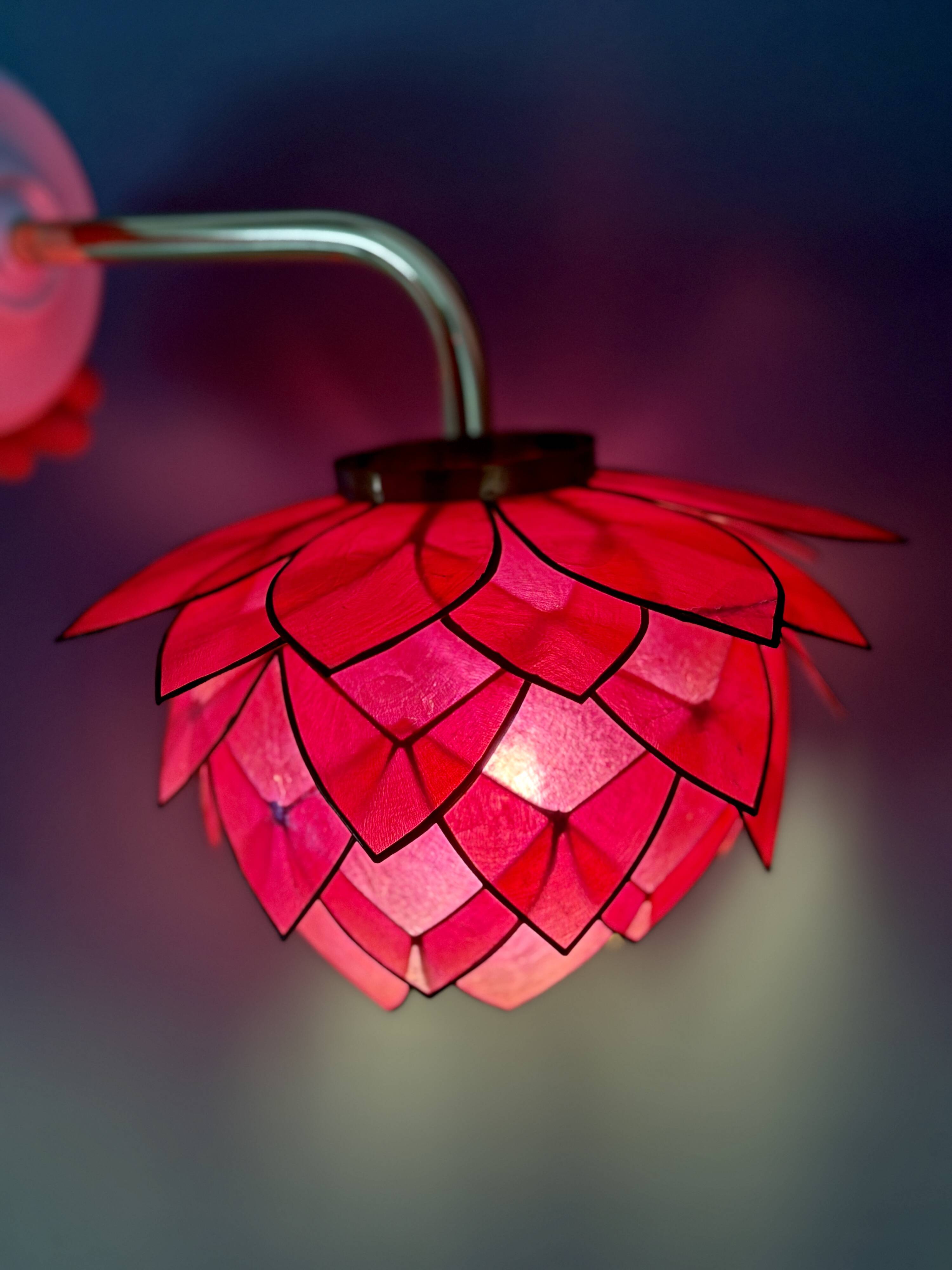 Vintage pink mother-of-pearl angled wall lamp