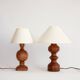 2 turned wooden lamp bases, 1940s-1960s