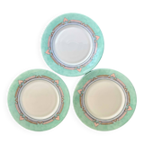 Assiettes à dessert rétro vert d’eau, corail poudre