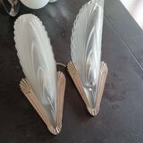 Pair of Art Deco wall lights, feather, wing or horn model