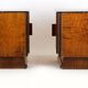 Restored Art Deco Nightstands with Black Glass Tops, 1950s, Set of 2