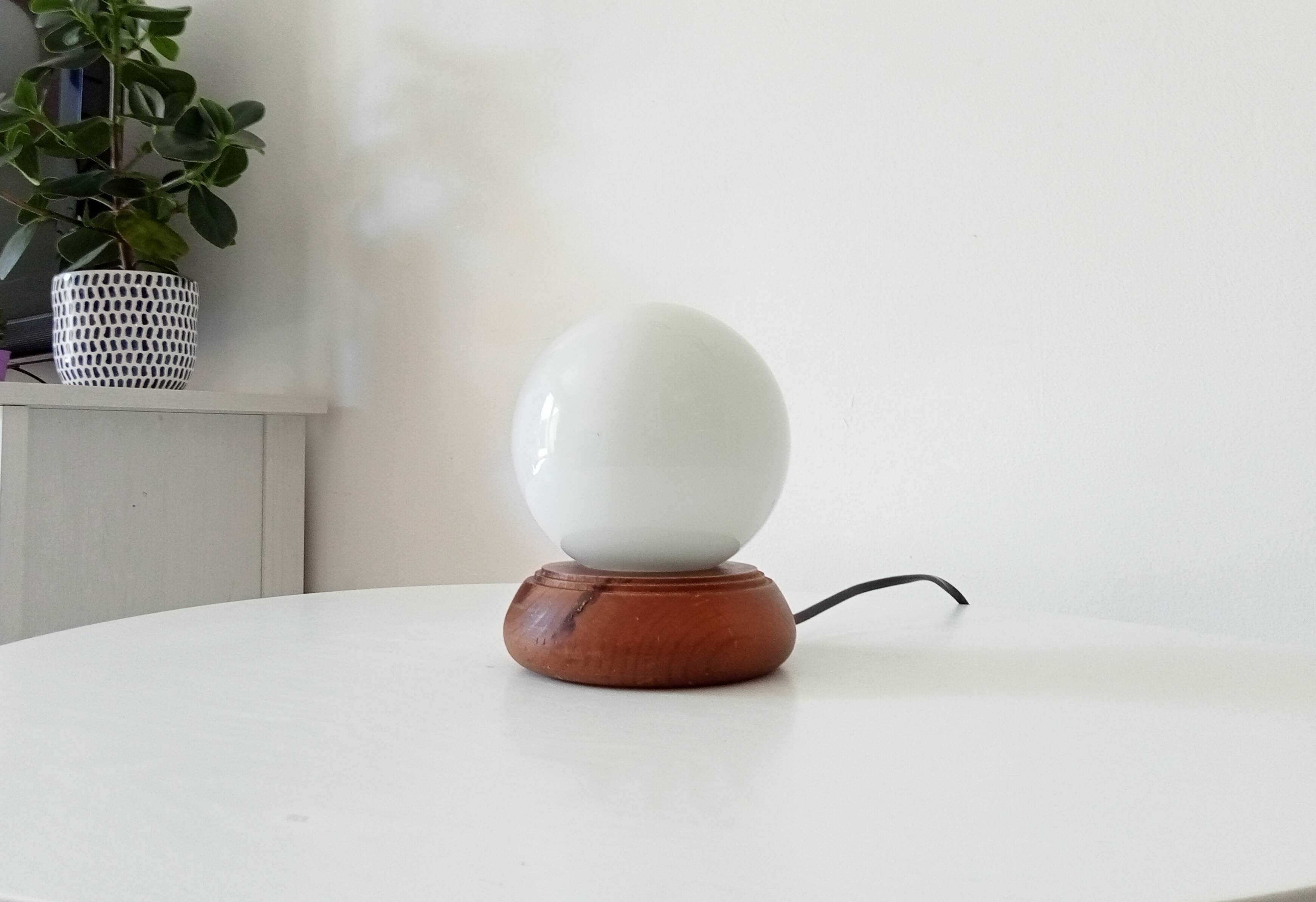 Vintage opaline ball lamp from the 80s