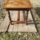 Vintage wooden table with checkerboard pattern