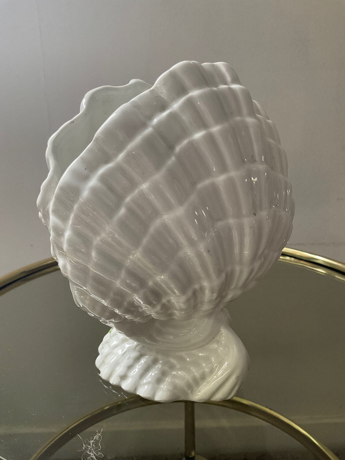 Vintage ceramic shell vase Italy