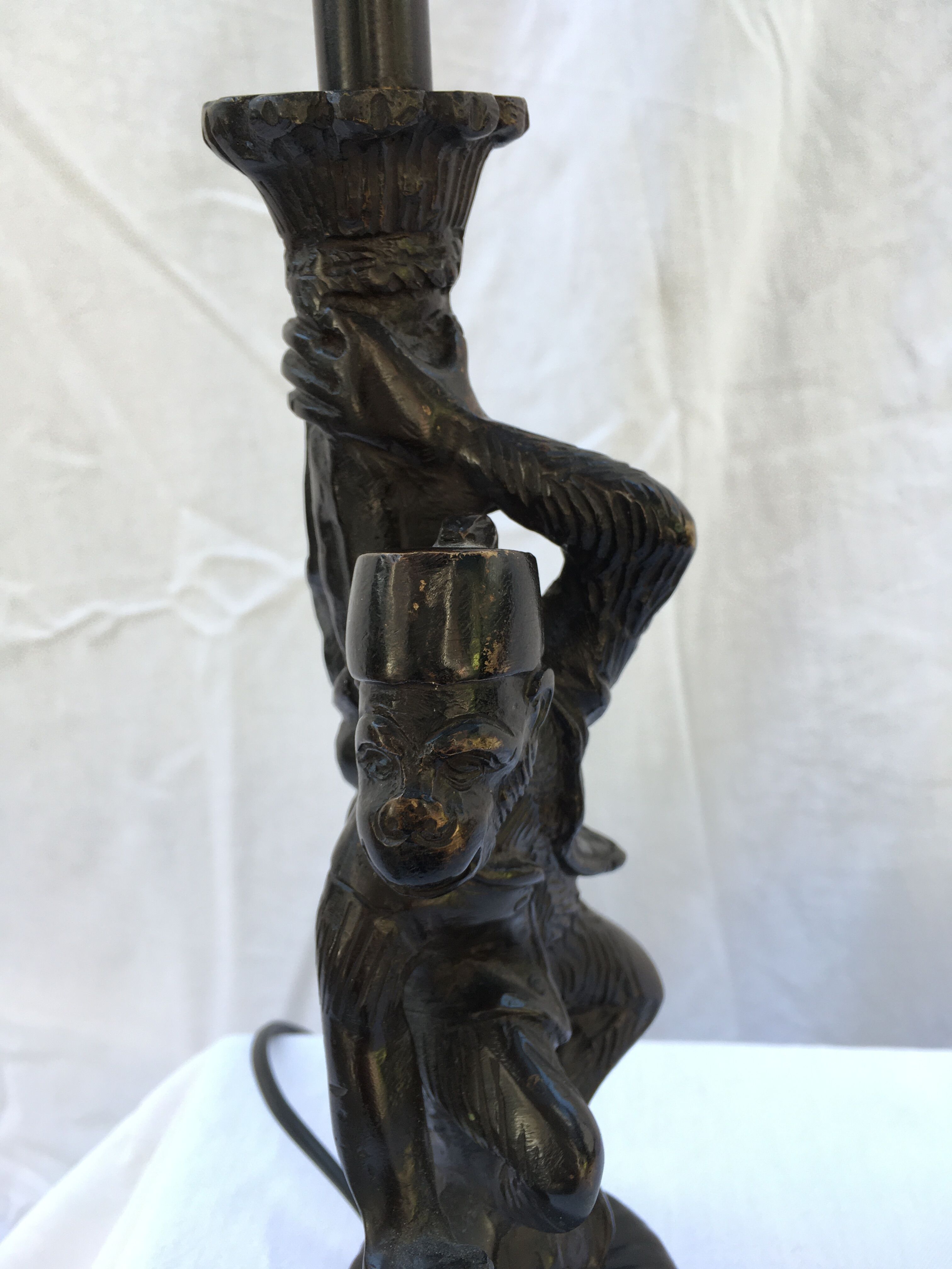 Colonial spirit bronze monkey bedside lamps