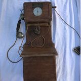 Wooden wall telephone, old, 1930