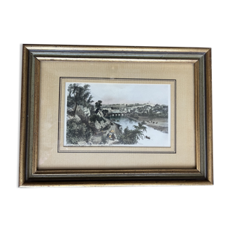 Table: watercolor engraving