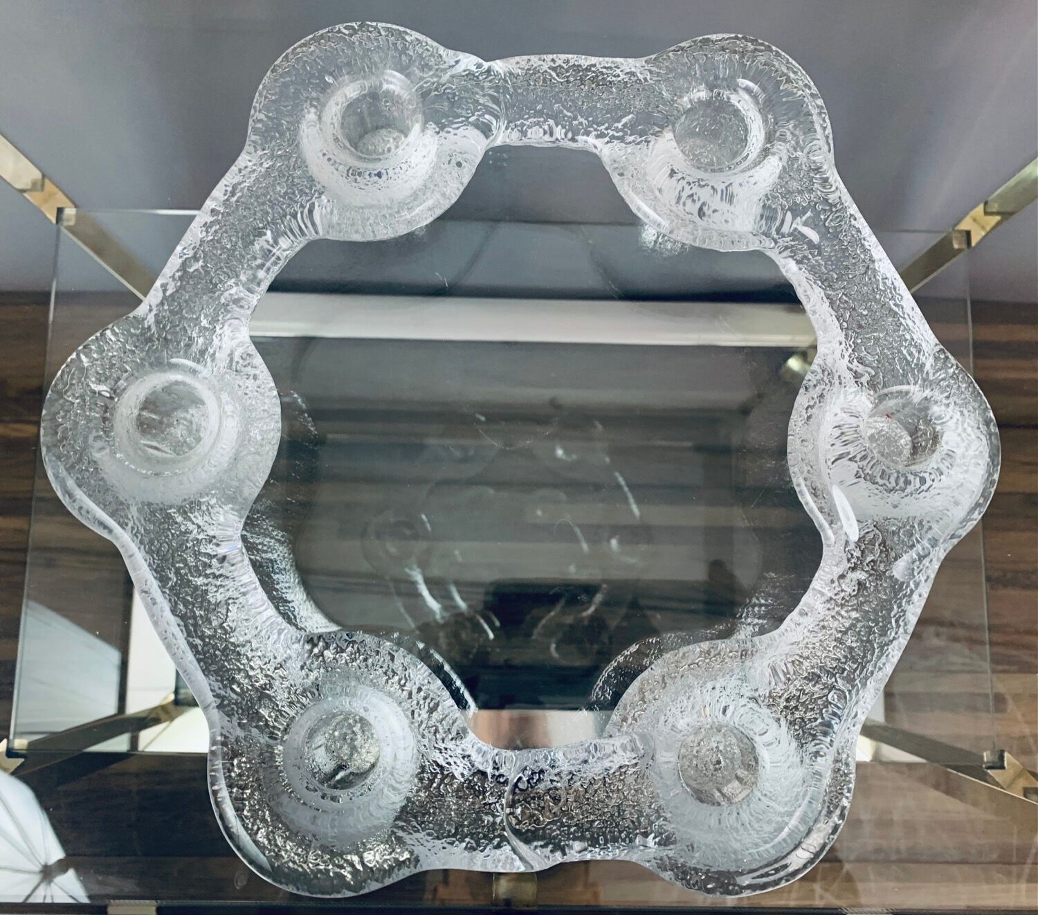 1970s Swedish Pukeberg Glass Candle Holder