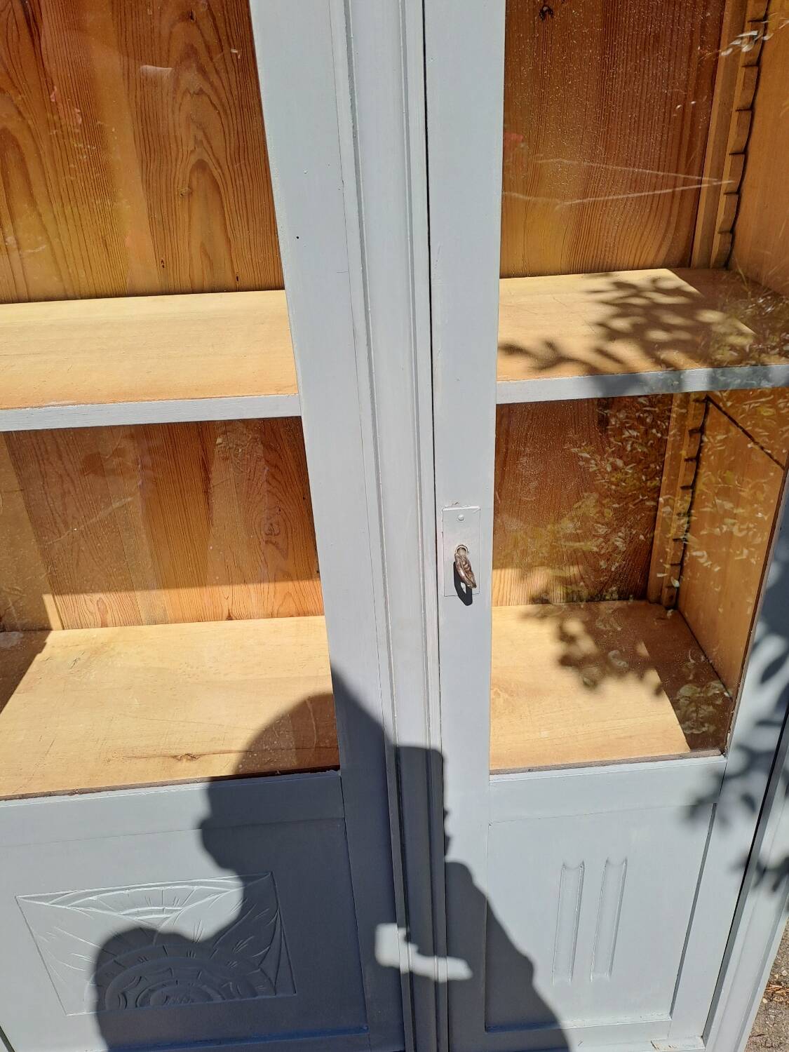 Art Deco 3-door glass bookcase