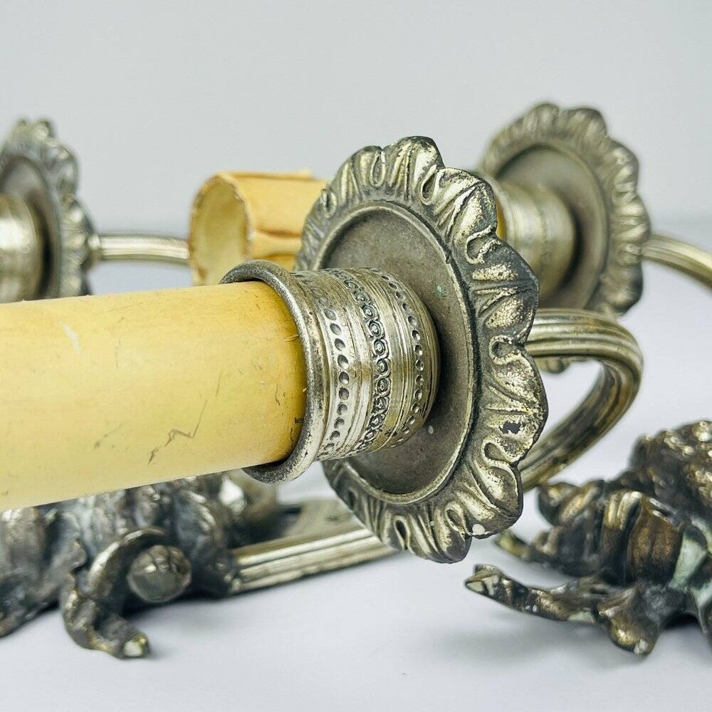 Silver-Plated Wall Lamp, France, 1930s, Set of 2