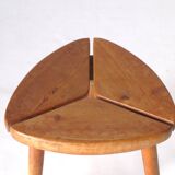Scandinavian Tripod Pinewood and Beech Stool, 1950s