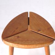 Scandinavian Tripod Pinewood and Beech Stool, 1950s