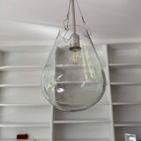 Vintage water drop light fixture - clear glass and steel