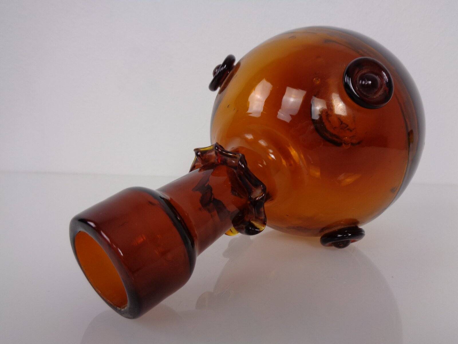 Italian amber glass decanter with stopper, 1960s