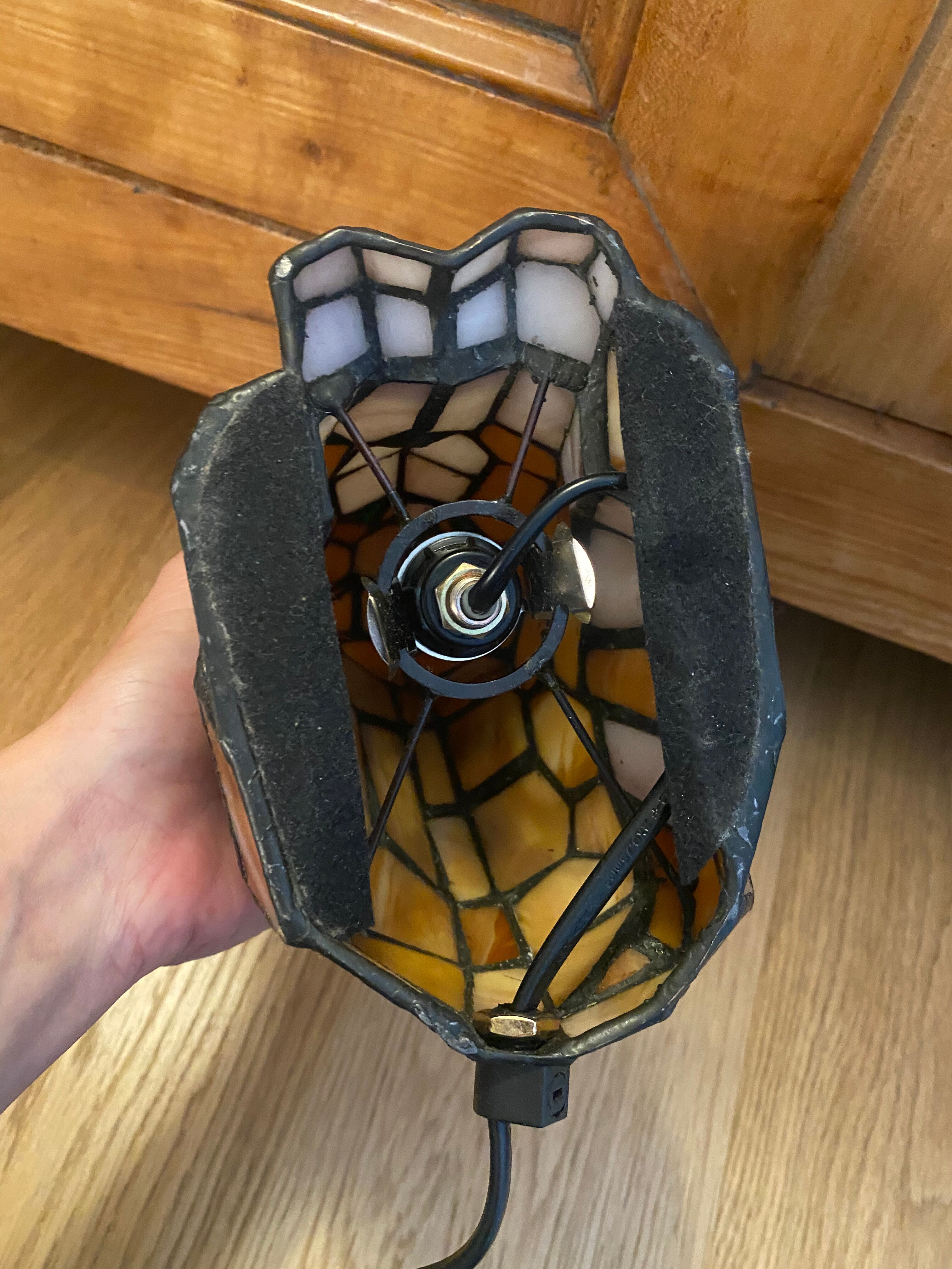 Vintage cat lamp in glass and metal