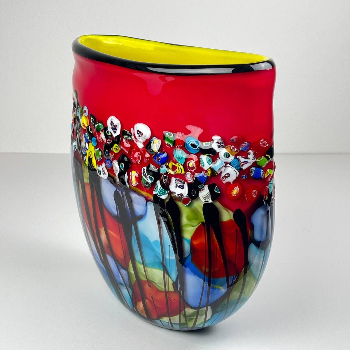 Vintage Murano Glass Vase Murrine, Italy, 1980s