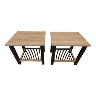 Lot de 2 tables de nuit en bois massif