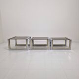 Set of 3 Modern Regency Nesting Tables by Belgo Chrom, 1980's