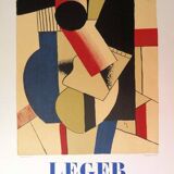 Fernand leger: cubist composition on guitar, signed lithograph - 1979