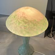 Grey-green mushroom lamp in glass