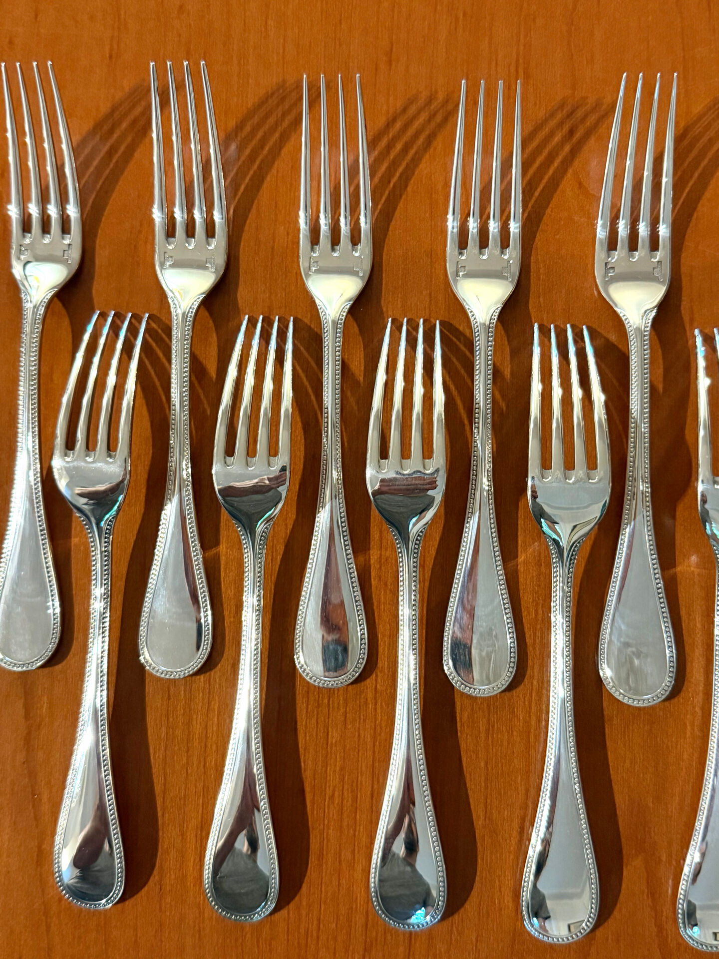 Christofle pearls, dessert cutlery 12 forks 12 spoons 17cm