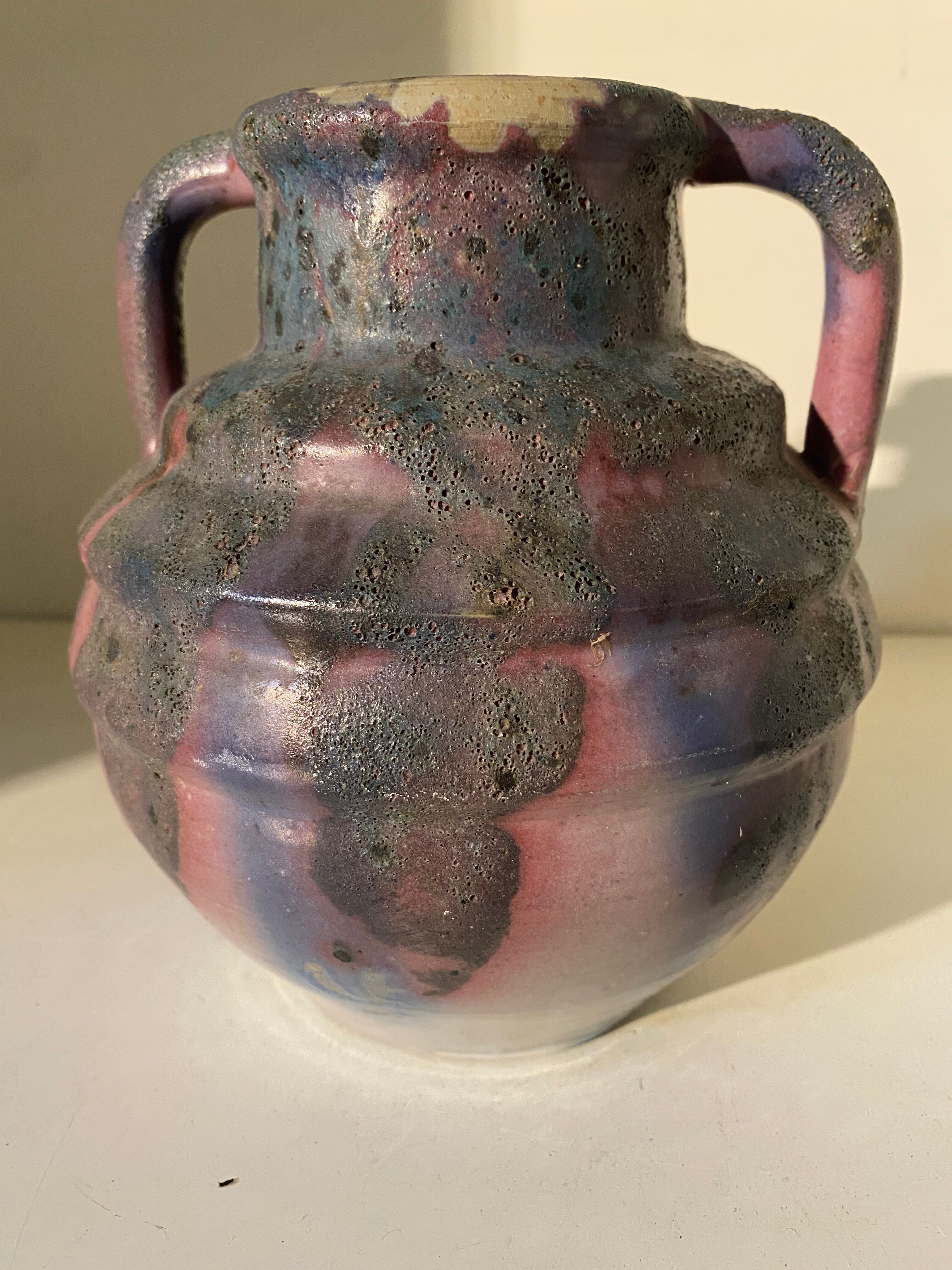 Flaming purple sandstone vase