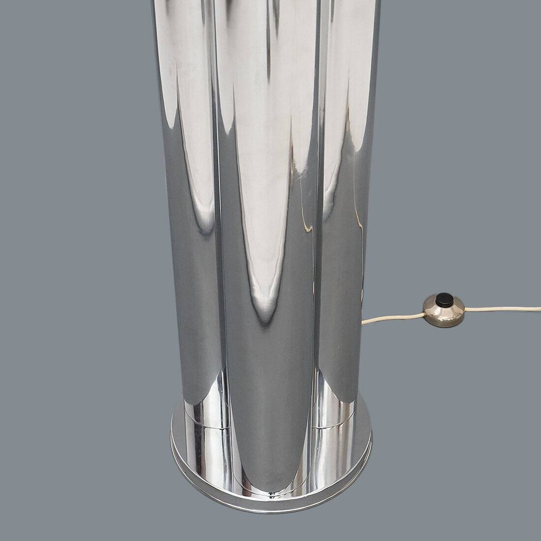 Chrome metal and glass floor lamp, 1970s