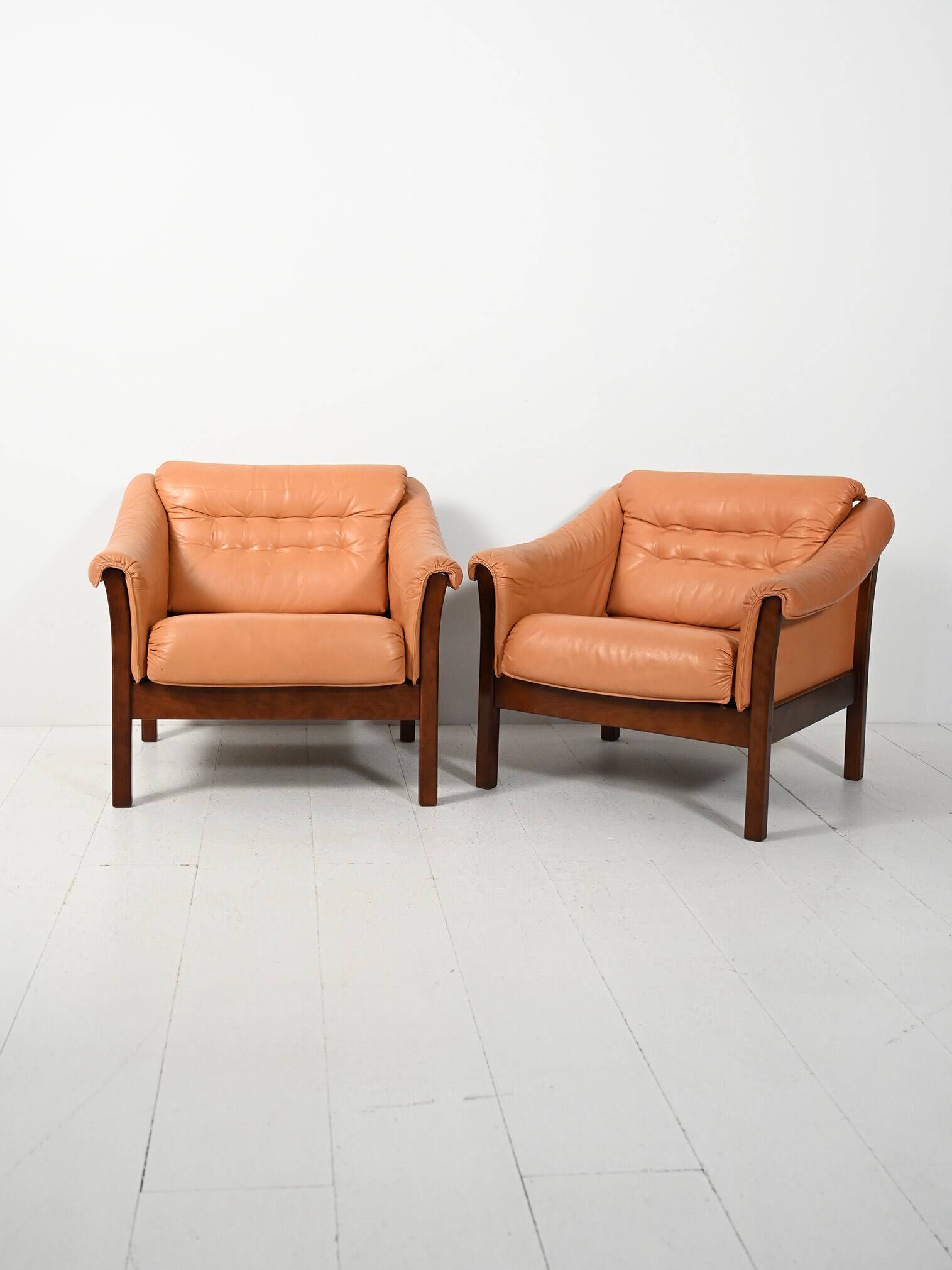Pair of 1950s Scandinavian leather armchairs