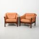 Pair of 1950s Scandinavian leather armchairs