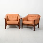 Paire de fauteuils scandinaves en cuir, années 1950
