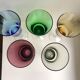 Set of 5 colorful champagne flutes feet worked 60-70s