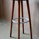 Vintage 60s bar stool in blue lacquered wood and metal.