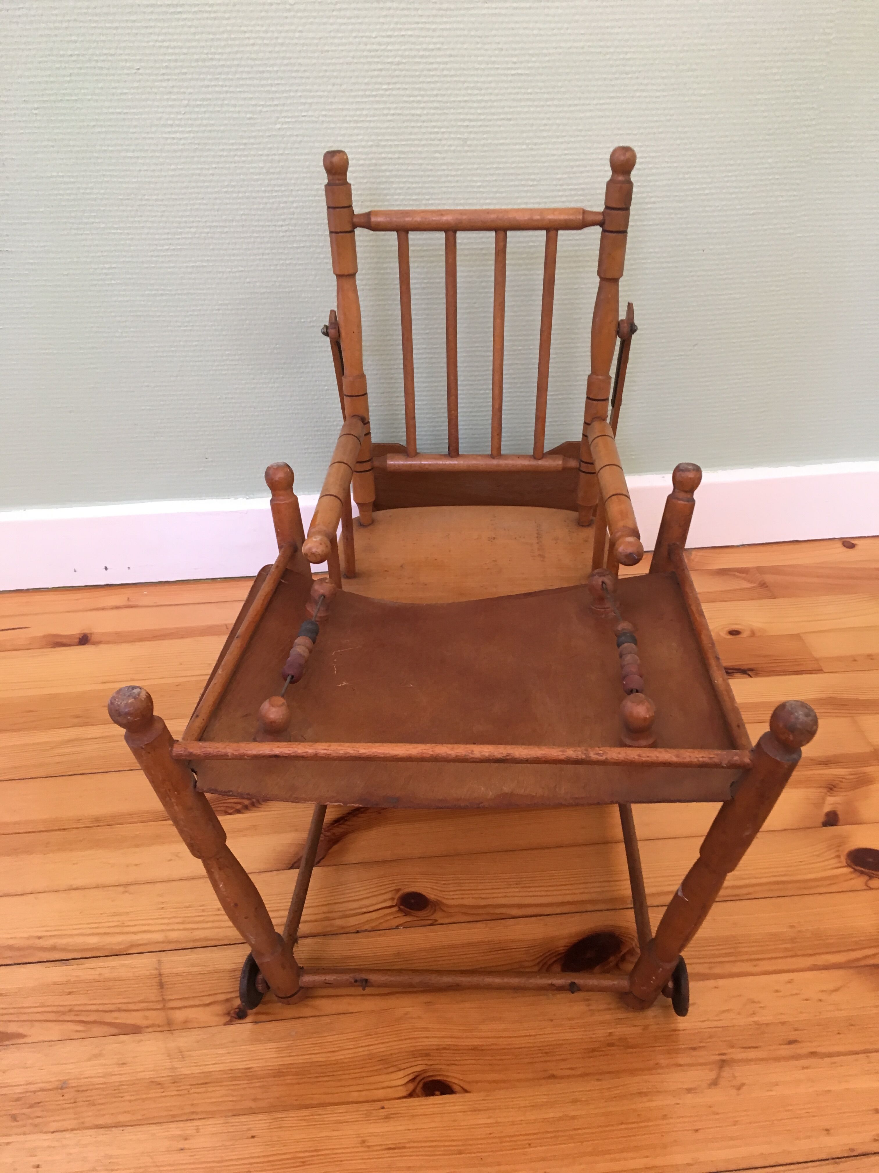 30-year-old high chair in wood turned