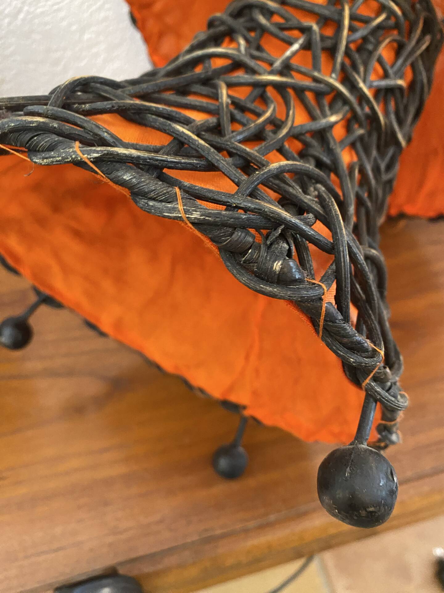 Large mushroom lamp in woven rattan