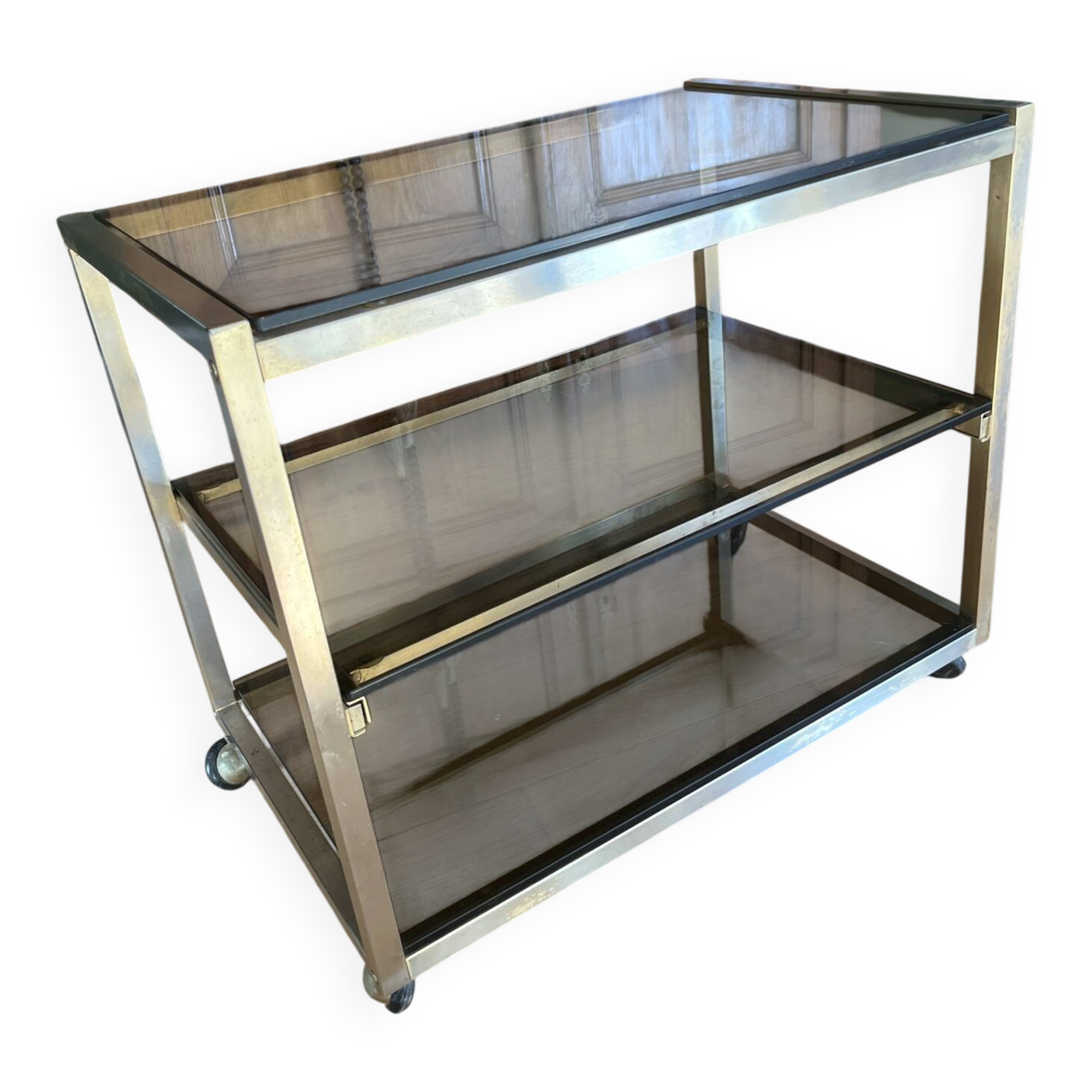 Brass and smoked glass table