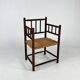 Fauteuil en hêtre teinté et paille de style Jacobéen, 1900s