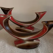 Pair of Mid-Century Vintage Ceramic Double Candlestick Holders Verceam