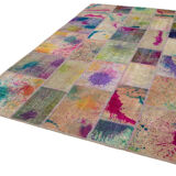Handmade oriental 204 cm x 300 cm multicolor patchwork carpet