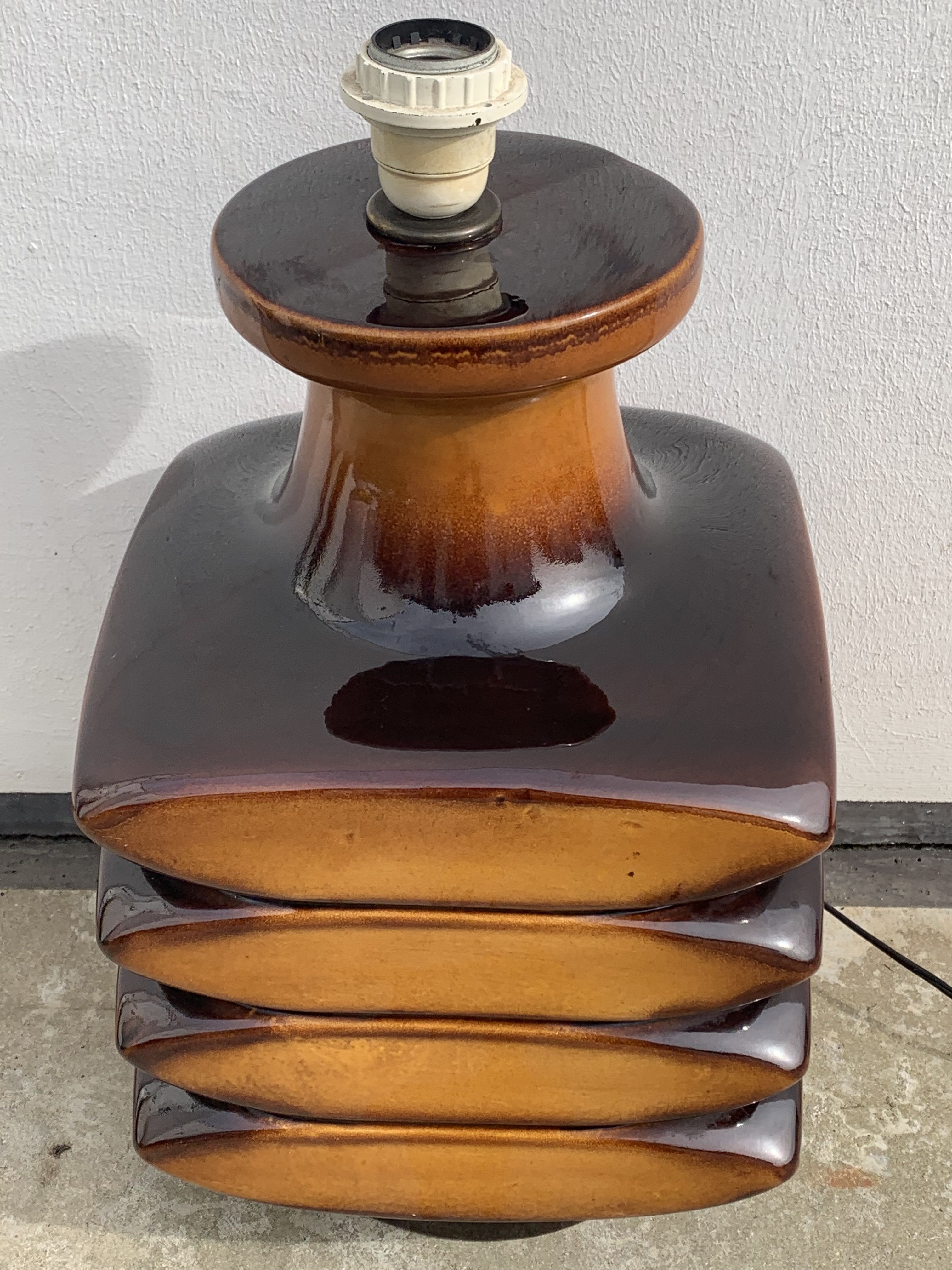 Cari Zalloni yellow brown ceramic lamp foot 1970