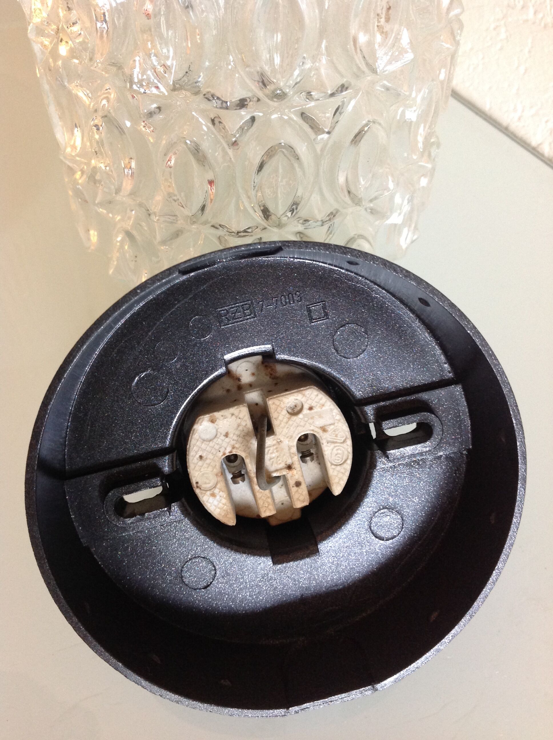 Glass ceiling light structured by RZB Leuchten, vintage 60/70s