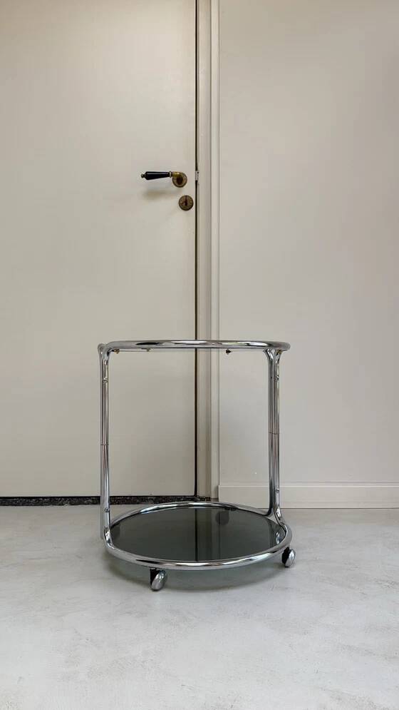 Vintage round chrome trolley / serving cart