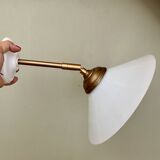 Vintage white opaline lampshade wall lamp