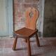 Vintage solid wood chair, brutalist chair, furniture, accent chair.