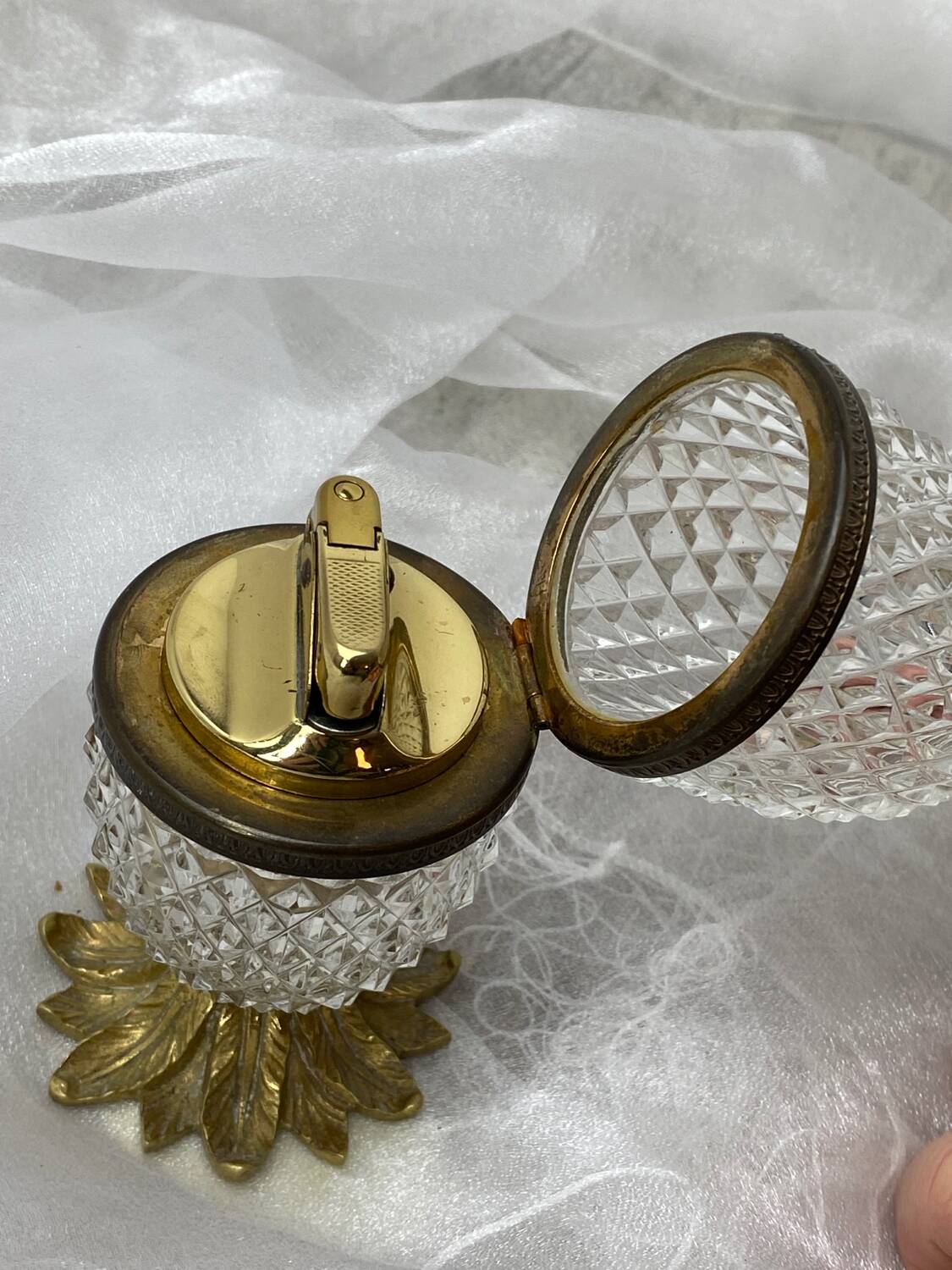 Crystal and brass pineapple lighter